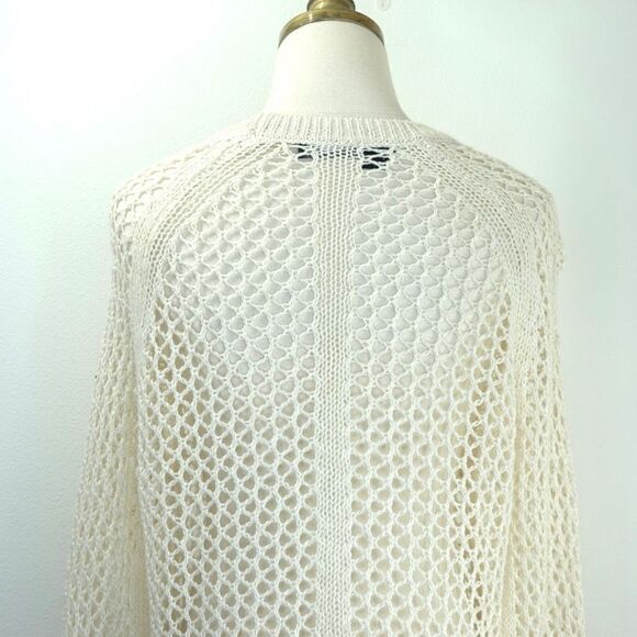 360 Sweater Sweater Open Crochet Knit Design Silk and Linen Size Small - Picture 5 of 15